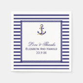 Elegante nautische bruiloft marine strepen servet (Voorkant)