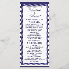 Elegante nautische bruiloft Navy Stripes Program K Programmakaart