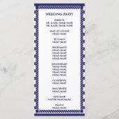 Elegante nautische bruiloft Navy Stripes Program K Programmakaart (Achterkant)