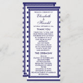 Elegante nautische bruiloft Navy Stripes Program K Programmakaart (Voorkant / Achterkant)