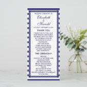 Elegante nautische bruiloft Navy Stripes Program K Programmakaart (Staand voorkant)