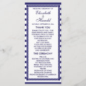 Elegante nautische bruiloft Navy Stripes Program K Programmakaart (Voorkant)