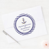 Elegante nautische bruiloft ronde sticker (Envelop)