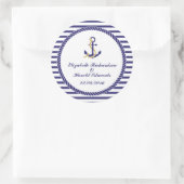 Elegante nautische bruiloft ronde sticker (Tas)