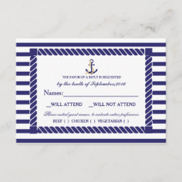 Elegante nautische bruiloft RSVP Kaart