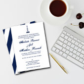 Elegante nautische bruiloft vuurtoren - marine bla kaart