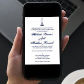 Elegante nautische bruiloft vuurtoren - marine bla kaart