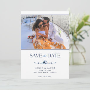 Elegante nautische foto bruiloft Bewaar de datum Save The Date