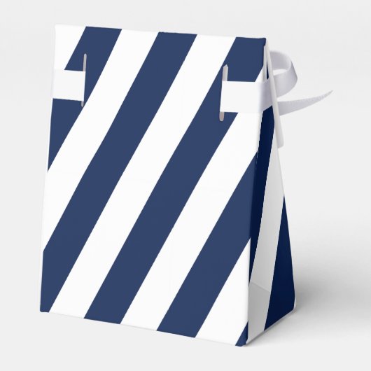 Elegante nautische gestreepte bruiloft - marinebla bedankdoosjes (Achterkant)