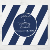 Elegante nautische gestreepte bruiloft - marinebla bier etiket (Enkel label)