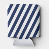 Elegante nautische gestreepte bruiloft - marinebla blikjeskoeler (Achterkant)