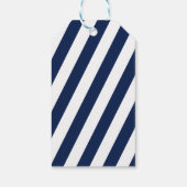 Elegante nautische gestreepte bruiloft - marinebla cadeaulabel (Achterkant)