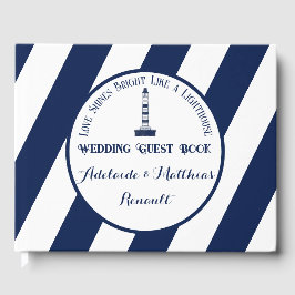 Elegante nautische gestreepte bruiloft - marinebla gastenboek