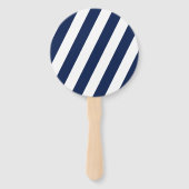 Elegante nautische gestreepte bruiloft - marinebla handwaaier (Achterkant)