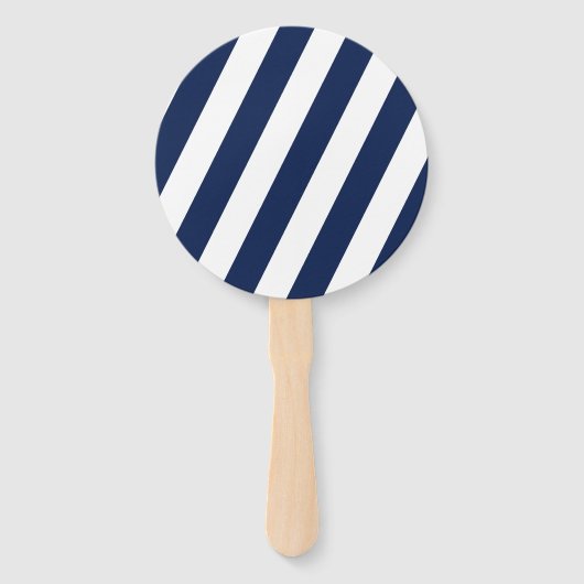 Elegante nautische gestreepte bruiloft - marinebla handwaaier (Achterkant)