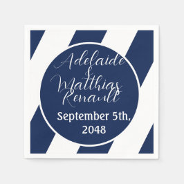 Elegante nautische gestreepte bruiloft - marinebla servet