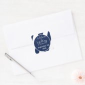 Elegante nautische gestreepte bruiloft - marinebla vierkante sticker (Envelop)