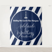 Elegante nautische gestreepte bruiloft - marinebla wandkleed (Voorkant)