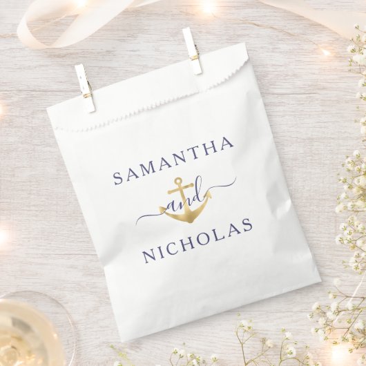 Elegante nautische gouden anker bruiloft bedankzakje (Geknipt)