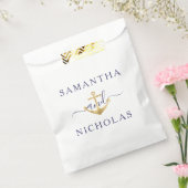 Elegante nautische gouden anker bruiloft bedankzakje (Gezegeld)