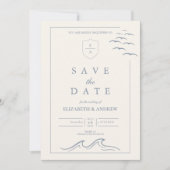 Elegante nautische hand getrokken bruiloft save the date (Voorkant)