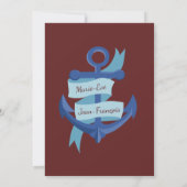 Elegante nautische jacht bestemmingsbruiloft kaart (Achterkant)