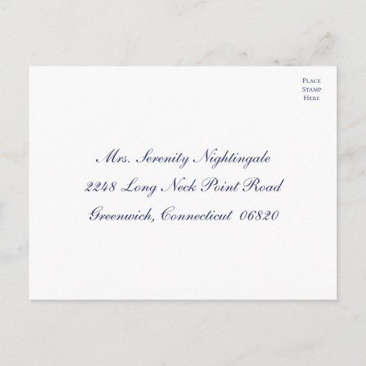 Elegante Nautische Marine Blauw Anker Bruiloft RSV Uitnodiging Briefkaart (Achterkant)