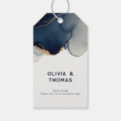 Elegante nautische marine blauw strand bruiloft da cadeaulabel (Achterkant)