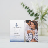 elegante nautische trouwkaart save the date briefkaart (Staand voorkant)