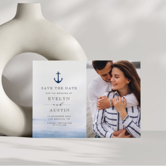 elegante nautische trouwkaart save the date briefkaart