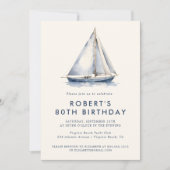 Elegante nautische zeilboot volwassen party uitnod kaart (Voorkant)