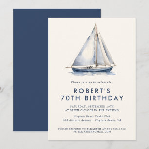 Elegante nautische zeilboot volwassen party uitnod kaart