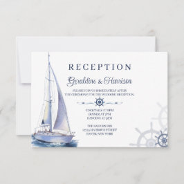 Elegante nautische zeilbruiloft Ontvangstkaarten Kaart