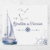 Elegante nautische zeilbruiloft sparkling wijnetiket (Enkel label)