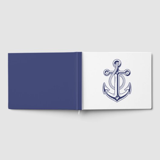 Elegante nautische zeiler marine blauw anker bruil gastenboek (Volledig)