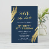 Elegante Navy 99e verjaardag Save the date Kaart (Staand voorkant)