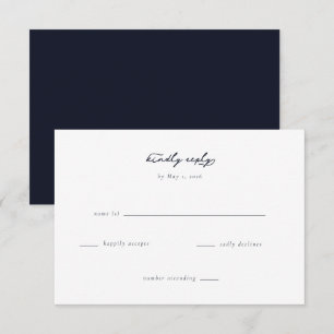 Elegante Navy-antwoordkaart RSVP Kaartje