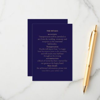 Elegante Navy Bijlagekaart Informatiekaartje