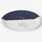 Elegante Navy blauw en wit monogram bruiloft Papieren Bordje (Gekanteld)