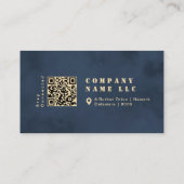 Elegante Navy blauw & goud Shiny Bold Typografie Visitekaartje (Achterkant)