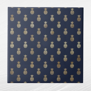 Elegante Navy Blauw Gouden Ananas Tegeltje