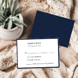Elegante Navy blauw Zwart en Wit bruiloft RSVP Kaartje
