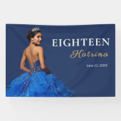 Elegante Navy Blauwe 18e Banier Spandoek (Horizontaal)