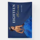 Elegante Navy Blauwe 18e Banier Spandoek (Verticaal)