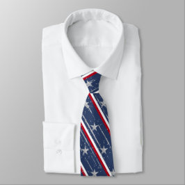 Elegante Navy Blauwe 4 Juli Sterren Vlag Stropdas