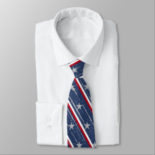 Elegante Navy Blauwe 4 Juli Sterren Vlag Stropdas