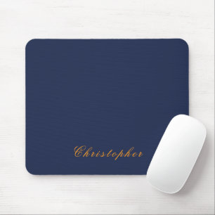 Elegante Navy Blauwe Aangepaste Naam  Muismat