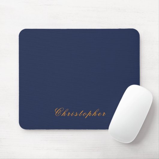Elegante Navy Blauwe Aangepaste Naam  Muismat (Met muis)