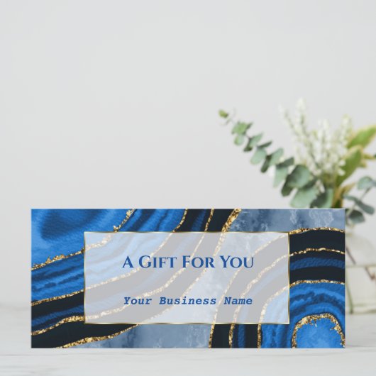 Elegante Navy Blauwe Agate Gouden Certificaat (Staand voorkant)