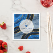 Elegante Navy Blauwe Agate Gouden Marmeren Bruilof Servet (Insitu)